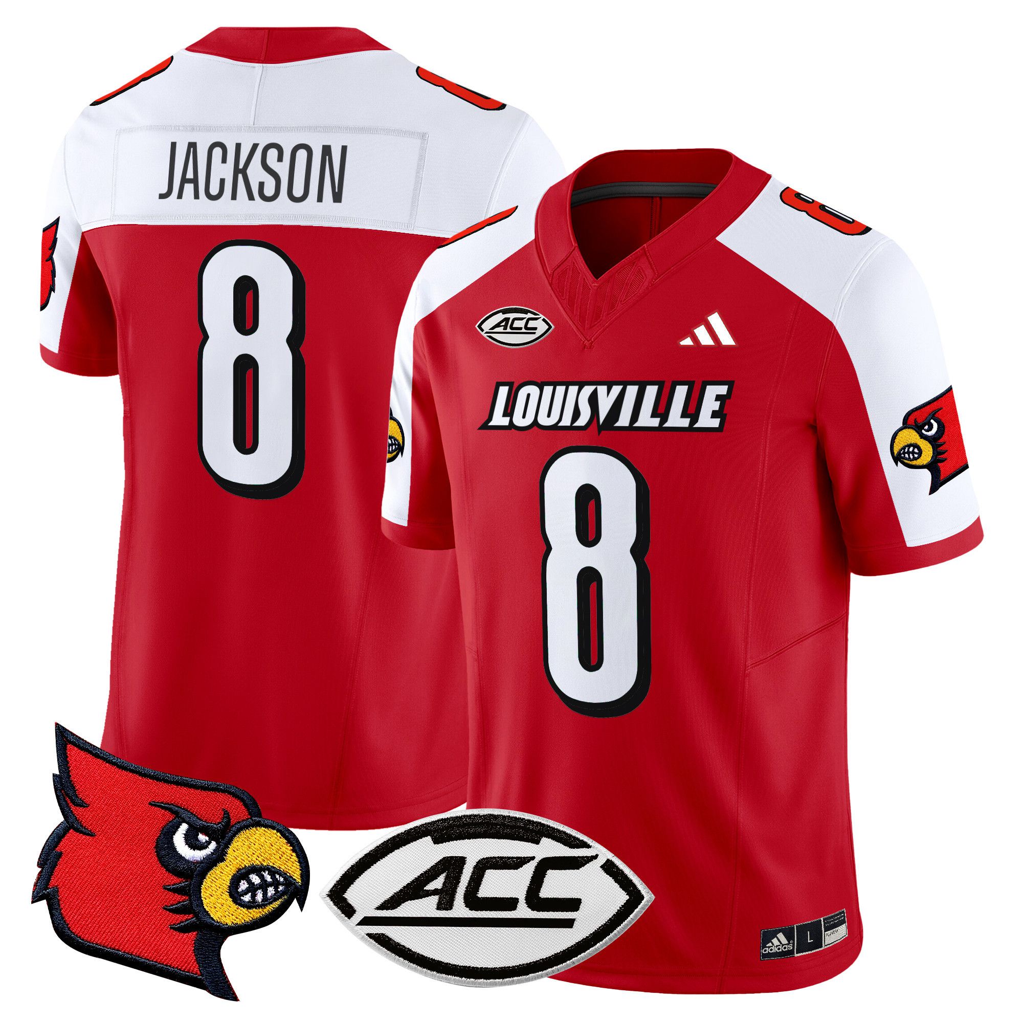 Men Louisville Cardinals #8 Jackson Red 2024 Vapor Limited NCAA Jersey->more ncaa teams->NCAA Jersey